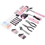 Amazon Basics Household Tool Set with Tool Storage Box - 150-Piece, Pink