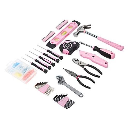  Amazon Basics Household Tool Set with Tool Storage Box - 150-Piece, Pink