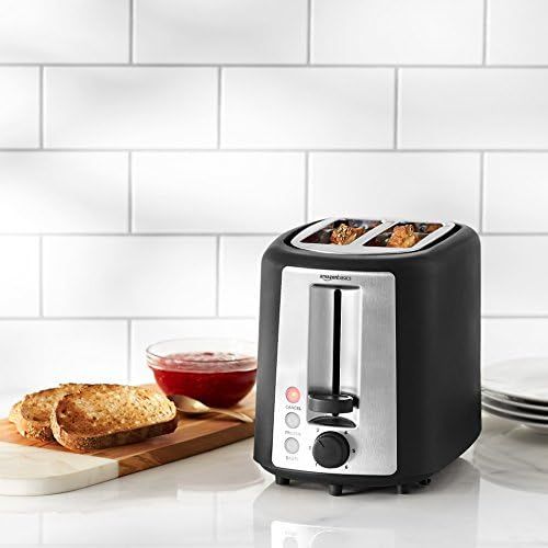  [아마존베스트]Amazon Basics 2 Slice, Extra-Wide Slot Toaster with 6 Shade Settings, Black