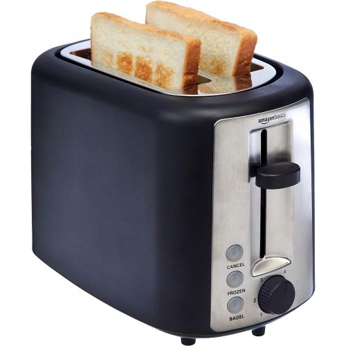  [아마존베스트]Amazon Basics 2 Slice, Extra-Wide Slot Toaster with 6 Shade Settings, Black