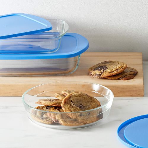  [아마존베스트]Amazon Basics Glass Bakeware and Food Storage Set with BPA-Free Lids, Set of 3