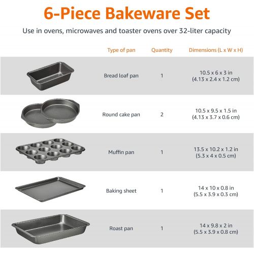  [아마존베스트]Amazon Basics 6-Piece Nonstick Oven Bakeware Baking Set