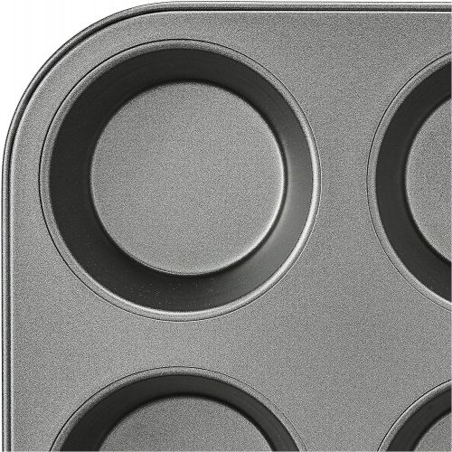  [아마존베스트]Amazon Basics Nonstick Carbon Steel Muffin Pan, Set of 2, 12 Cups Each