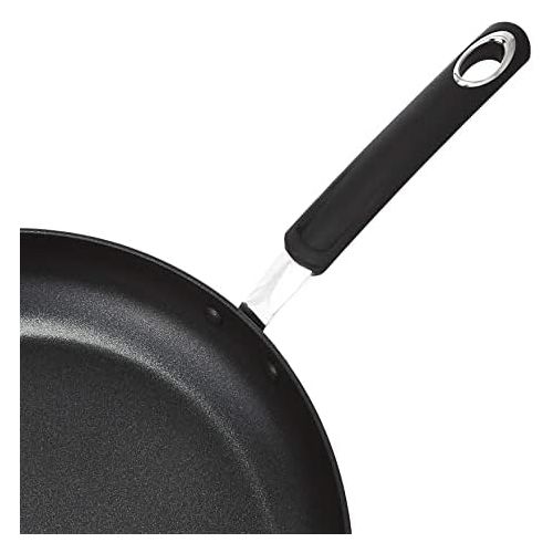  [아마존베스트]Amazon Basics Hard Anodized Non-Stick 14-Inch Skillet with Helper Handle, Black