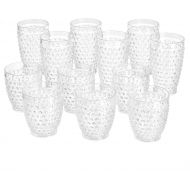 [아마존베스트]Amazon Basics 12-Piece Tritan Glass Drinkware Set - Hobnail Highball and Double Old Fashioned, 6-Pieces Each, 18oz./13oz.