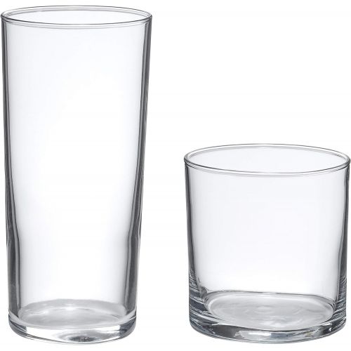  [아마존베스트]Amazon Basics Ridgecrest 16-Piece Old Fashioned and Coolers Glass Drinkware Set