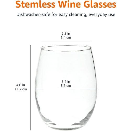  [아마존베스트]Amazon Basics Stemless Wine Glasses (Set of 4), 15 oz