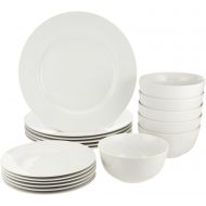 [아마존베스트]Amazon Basics 18-Piece White Kitchen Dinnerware Set, Dishes, Bowls, Service for 6