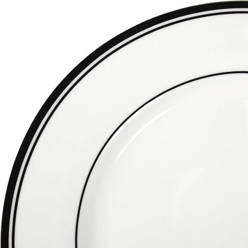  [아마존베스트]Amazon Basics 16-Piece Cafe Stripe Kitchen Dinnerware Set, Plates, Bowls, Mugs, Service for 4, Black