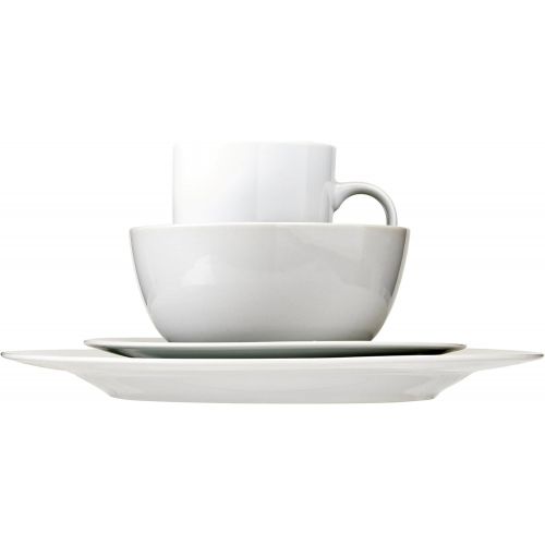  [아마존베스트]Amazon Basics 16-Piece Kitchen Dinnerware Set, Plates, Bowls, Mugs, Service for 4, White