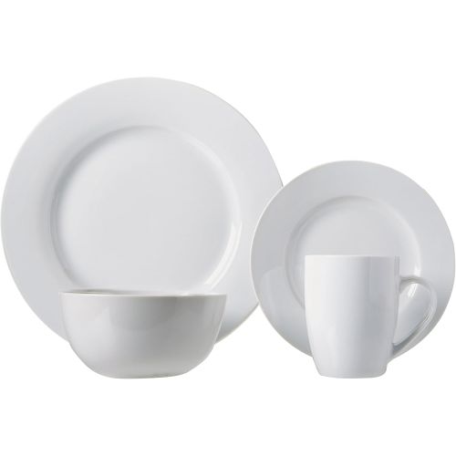  [아마존베스트]Amazon Basics 16-Piece Kitchen Dinnerware Set, Plates, Bowls, Mugs, Service for 4, White