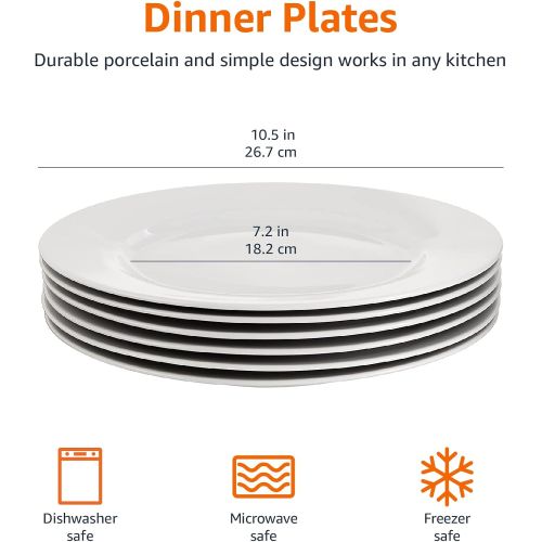  [아마존베스트]Amazon Basics 6-Piece White Dinner Plate Set