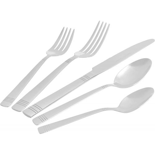  [아마존베스트]Amazon Basics 20-Piece Stainless Steel Bistro Flatware Set, Service for 4