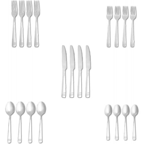  [아마존베스트]Amazon Basics 20-Piece Stainless Steel Bistro Flatware Set, Service for 4