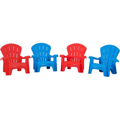  [아마존베스트]Amazon Basics Indoor and Outdoor Plastic Toddler Chairs - 4 Pack, Multicolor