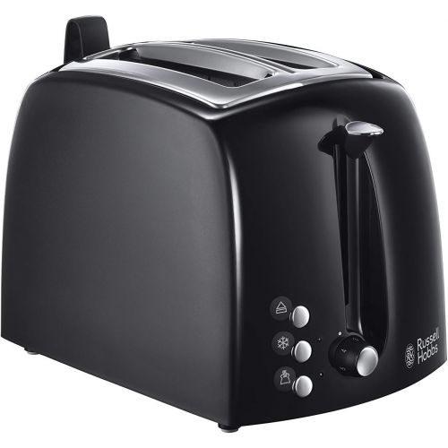  [아마존베스트]AmazonBasics - Electric Glass Kettle 1.7L 2200W & Russell Hobbs Toaster Textures+, 2 Toast Slots, 6 Adjustable Browning Level + Defrost & Warming Function, 850W, Black Toaster