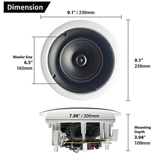  Amazon Basics Round Built in Speaker for Ceiling / Wall (Pair), 16.5 cm