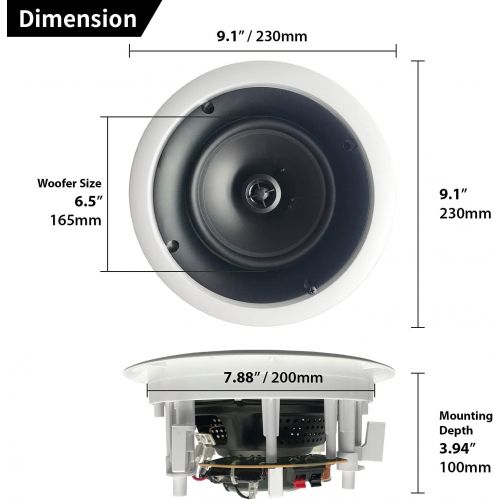  Amazon Basics Round Built in Speaker for Ceiling / Wall (Pair), 16.5 cm