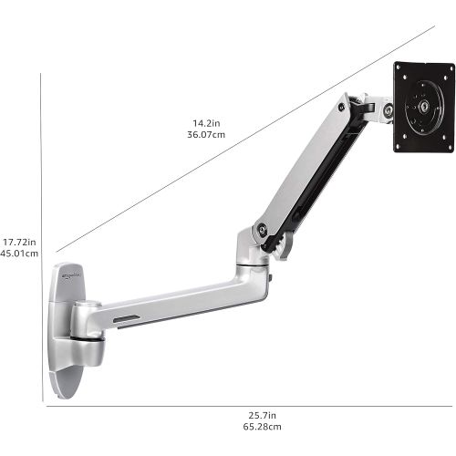  [아마존베스트]AmazonBasics High Quality Wall Computer Monitor TV Mount Hub Arm Mount Aluminium Silver