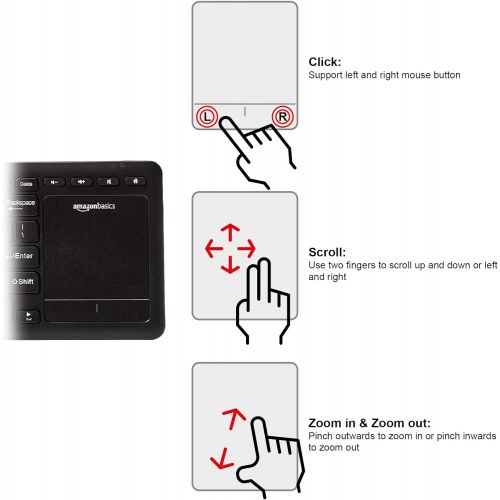  [아마존베스트]AmazonBasics - Wireless Keyboard with Touchpad for Smart TVs, DE Layout (QWERTZ)