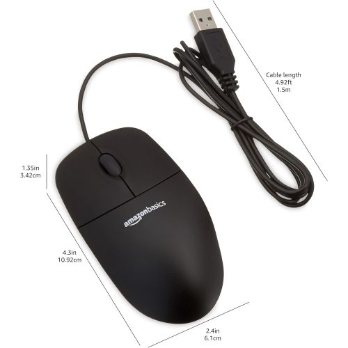  [아마존베스트]AmazonBasics 3-Button USB Optical Mouse, Black