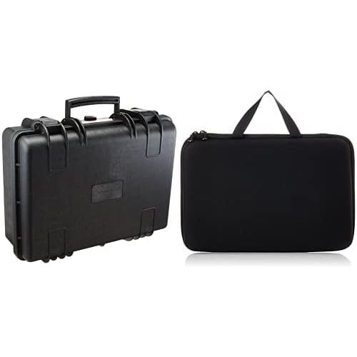  Amazon Basics Medium Hard Camera Case - 18 x 14 x 6 Inches, Black & Large Carrying Case for GoPro and Accessories - 13 x 9 x 2.5 Inches, Black