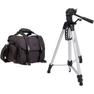 Amazon Basics Large DSLR Gadget Bag (Gray Interior) & 60-Inch Lightweight Tripod with Bag