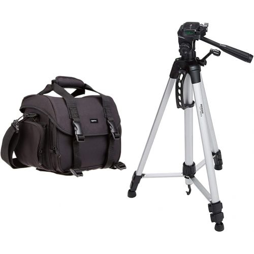  Amazon Basics Large DSLR Gadget Bag (Gray Interior) & 60-Inch Lightweight Tripod with Bag