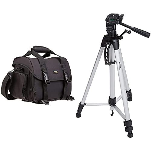  Amazon Basics Large DSLR Gadget Bag (Orange Interior) & 60-Inch Lightweight Tripod with Bag