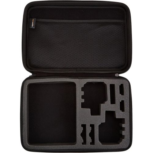  Amazon Basics Small Hard Camera Carrying Case - 12 x 11 x 6 Inches, Black & Large Carrying Case for GoPro and Accessories - 13 x 9 x 2.5 Inches, Black