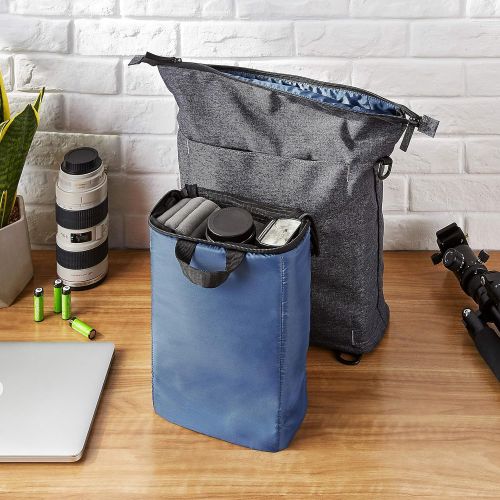  Amazon Basics 3-Way Camera Shoulder Bag - 14 x 10 x 5 Inches (Gray)