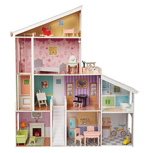  Amazon Basics 4-Story Wooden Dollhouse and Furniture Accessories for 12-inch Dolls