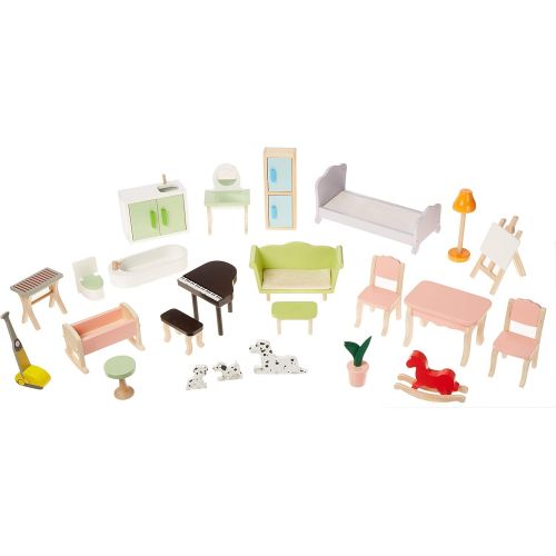  Amazon Basics 4-Story Wooden Dollhouse and Furniture Accessories for 12-inch Dolls