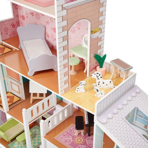  Amazon Basics 4-Story Wooden Dollhouse and Furniture Accessories for 12-inch Dolls