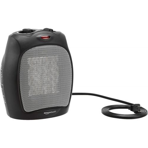  Amazon Basics 1500W Ceramic Personal Heater with Adjustable Thermostat, Black & 500-Watt Ceramic Small Space Personal Mini Heater - Black