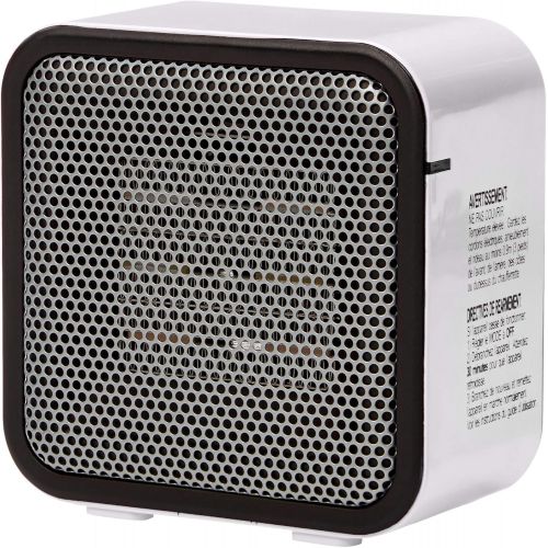  Amazon Basics 1500W Oscillating Ceramic Heater with Adjustable Thermostat, Silver & 500-Watt Ceramic Small Space Personal Mini Heater - White