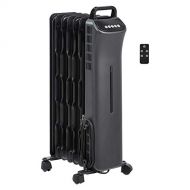 Amazon Basics Portable Digital Radiator Heater with 7 Wavy Fins and Remote Control, Black, 1500W