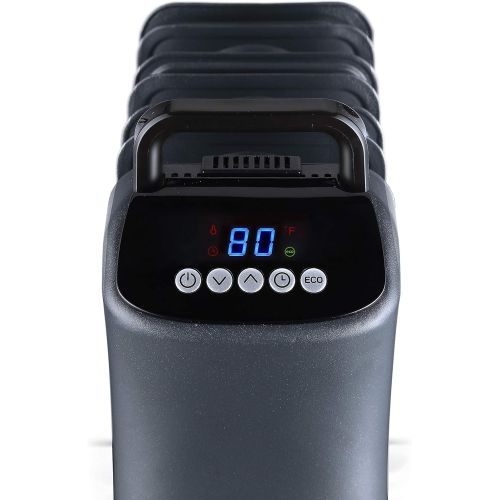  Amazon Basics Portable Digital Radiator Heater with 7 Wavy Fins and Remote Control, Black, 1500W