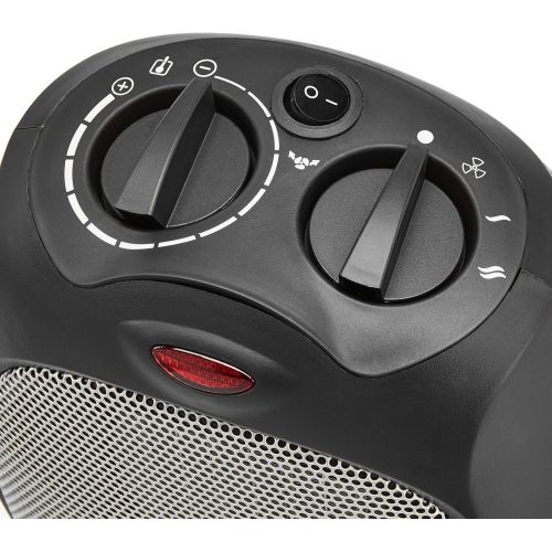  Amazon Basics 1500W Oscillating Ceramic Heater with Adjustable Thermostat, Black