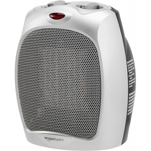  Amazon Basics 1500W Ceramic Personal Heater with Adjustable Thermostat, Silver