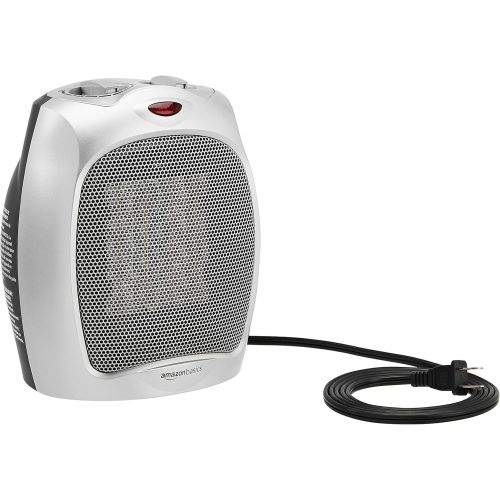  Amazon Basics 1500W Ceramic Personal Heater with Adjustable Thermostat, Silver