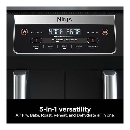  Ninja DZ090 6-Quart Dual-Zone 2-Basket Air Fryer - Roast, Bake, Dehydrate & More