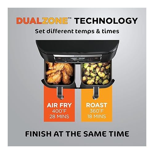  Ninja DZ090 6-Quart Dual-Zone 2-Basket Air Fryer - Roast, Bake, Dehydrate & More