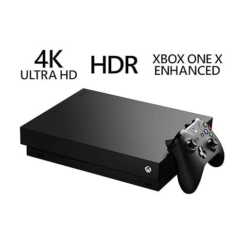  Microsoft Xbox One X 1TB Console with Wireless Controller: Enhanced, HDR, Native 4K, Ultra HD (2017 Model) (Renewed)