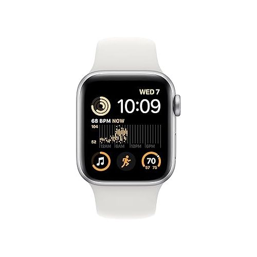  Apple Watch SE (2nd Gen) (GPS + Cellular, 40mm) - Silver Aluminum Case with White Sport Band, M/L (Renewed)