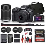 Canon EOS R100 Mirrorless Camera with 18-45mm and 55-210mm Lenses Kit (6052C022) + Bag + 64GB Card + LPE17 Battery + Charger + Card Reader + Flex Tripod + Cleaning Kit + Memory Wallet (Renewed)