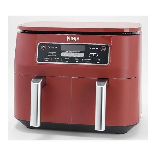  Ninja DZ201 Foodi 6-in-1 2-Basket Air Fryer with DualZone Technology, 8-Quart Capacity - cinnamon/Red-(Renewed)