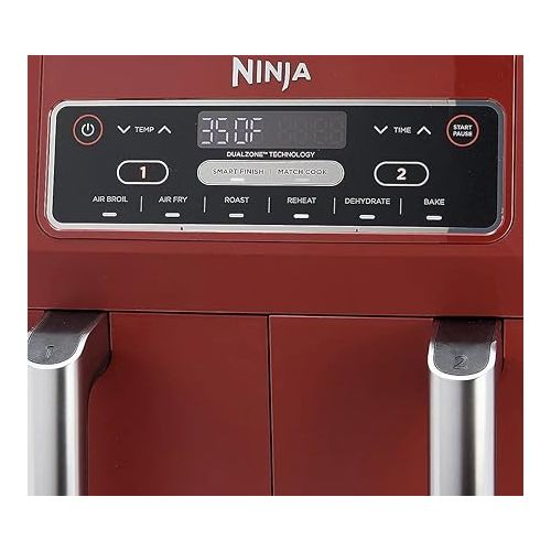  Ninja DZ201 Foodi 6-in-1 2-Basket Air Fryer with DualZone Technology, 8-Quart Capacity - cinnamon/Red-(Renewed)