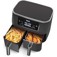 Ninja DZ201 Foodi 6-in-1 2-Basket Air Fryer with DualZone Technology, 8-Quart Capacity, and a Dark Grey Stainless Finish (Dark Grey Stainless) (Renewed)