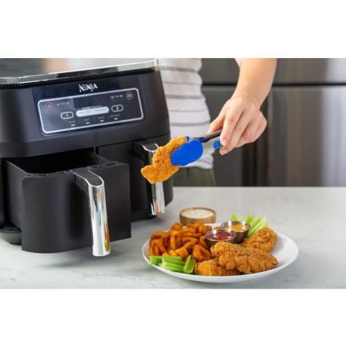  Ninja DZ100 Foodi 4-in-1, 8-qt., 2-Basket Air Fryer with DualZone Technology (Renewed), DZ100 8-qt BLACK